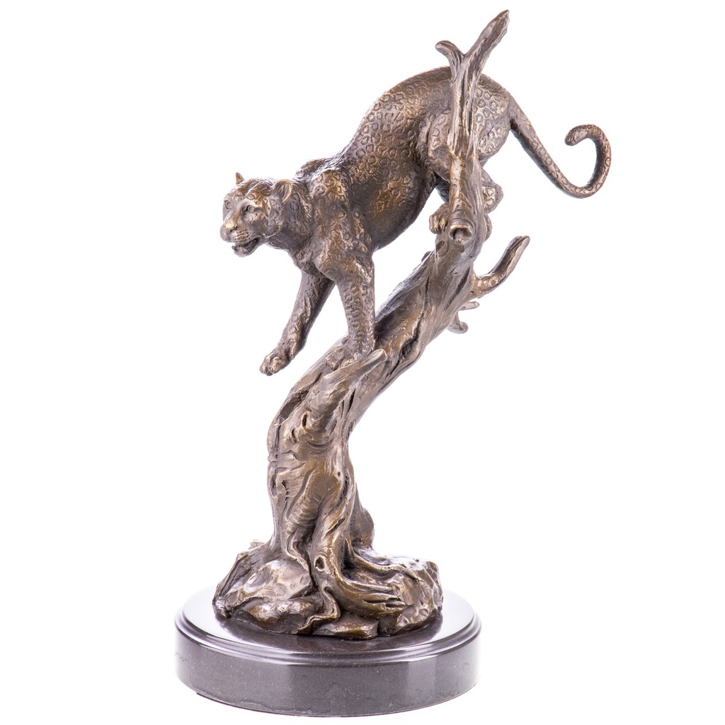 [LA-1822717] Bronzeskulptur Bronzefigur Leopard