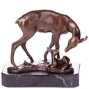 Bronzeskulptur Bronzefigur Reh mit Kitz