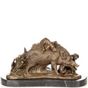 Bronzeskulptur Bronzefigur Wildschwein mit Jagdhunden