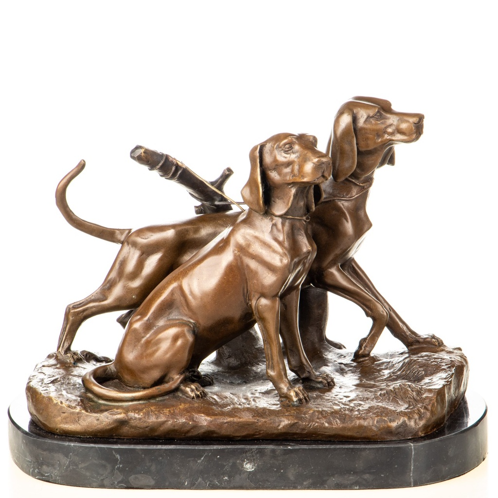 [LA-1822771] Bronzeskulptur Bronzefigur Jagdhunde