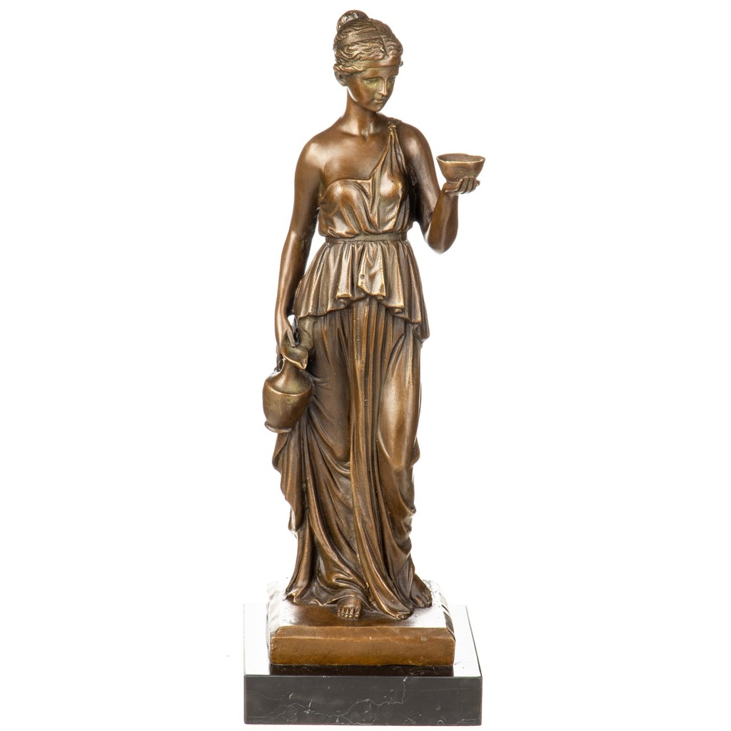 [LA-1822774] Bronzeskulptur Bronzefigur Frau mit Krug und Becher