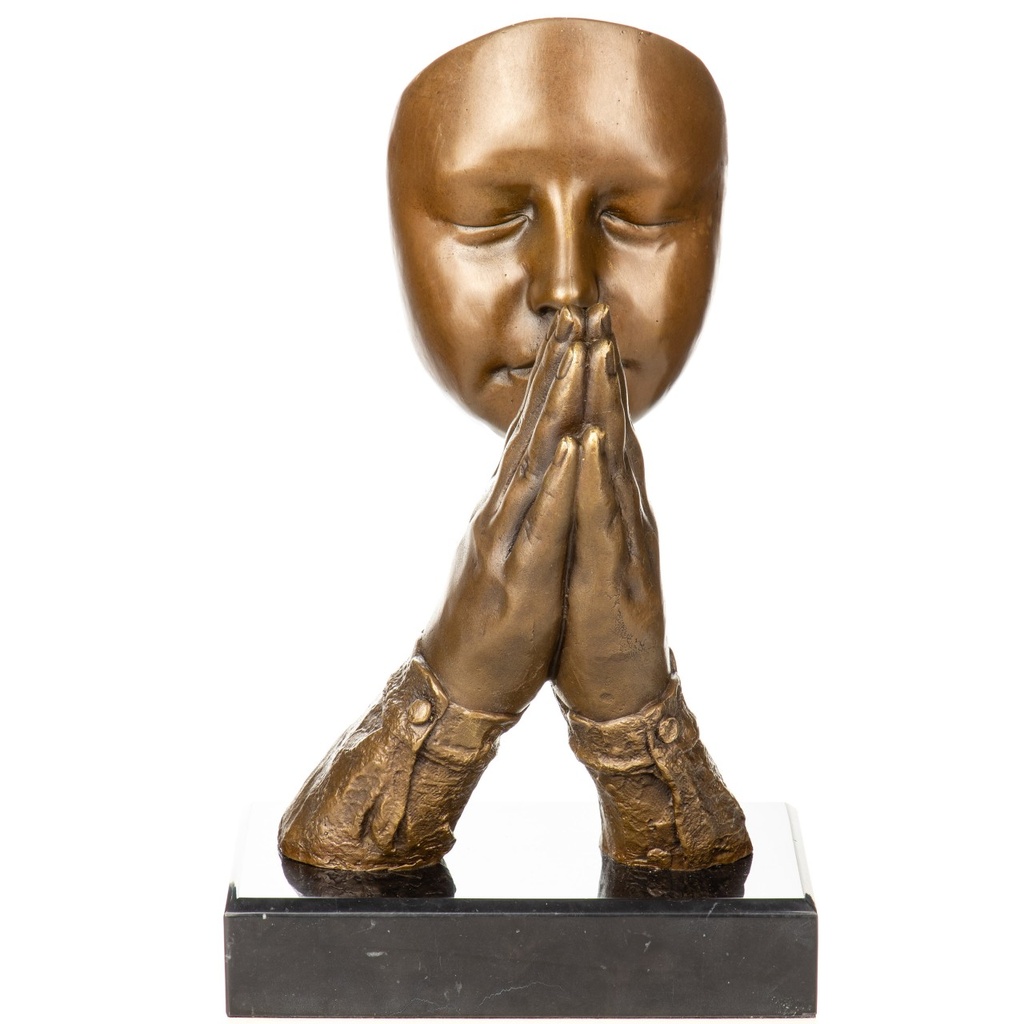 [LA-1822777] Moderne Bronzefigur Gesicht betend