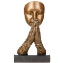 Moderne Bronzefigur Gesicht betend