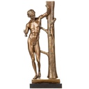 Mythologische Bronzefigur Männlicher Akt mit Eidechse Apollo Sauroktonos