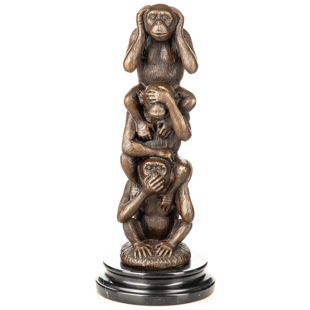 [LA-1822797] Bronzeskulptur Bronzefigur drei Affen