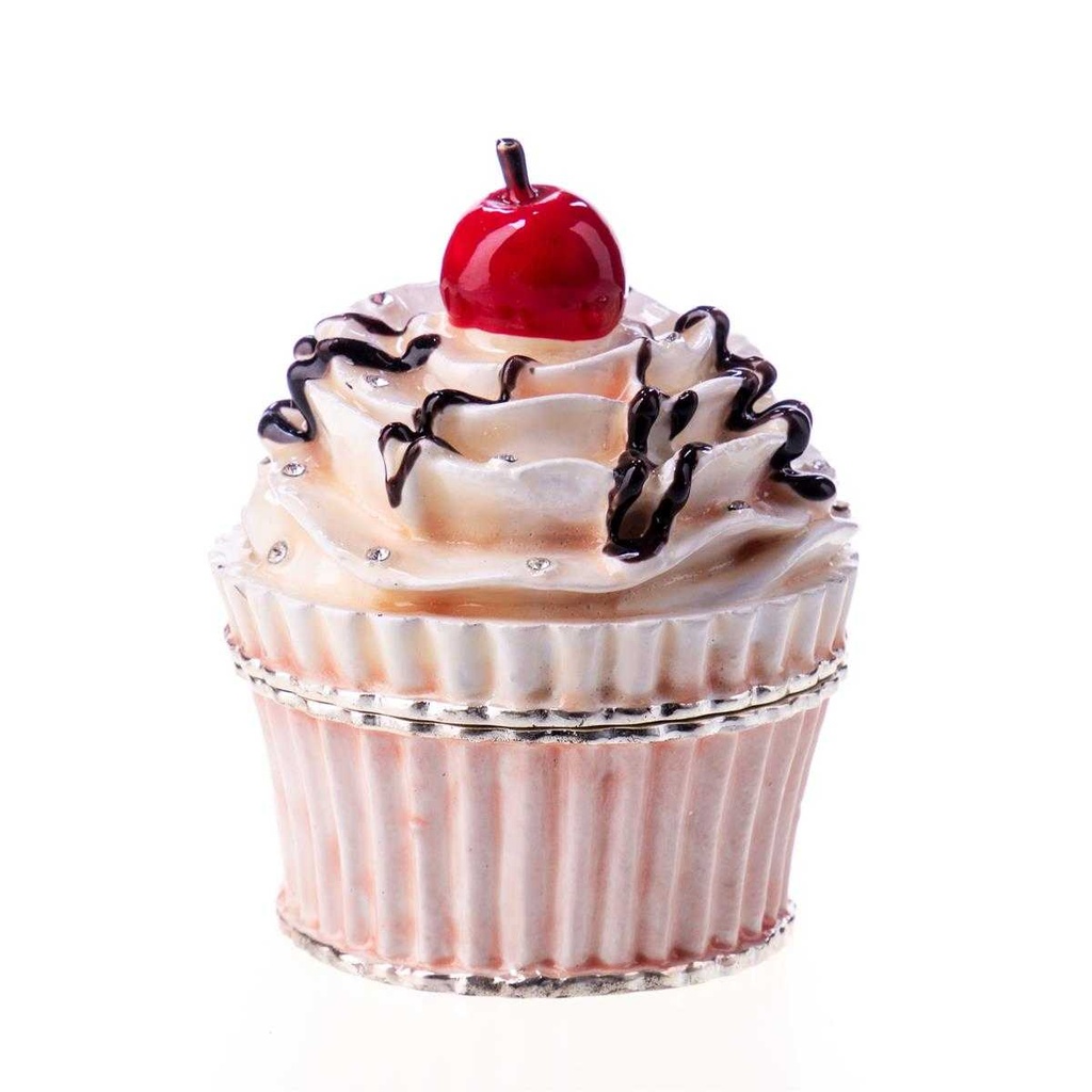 [LA-62524] Pillendose Pillendöschen Dose Döschen Schatulle Hartzinn Zinn emailliert Cupcake