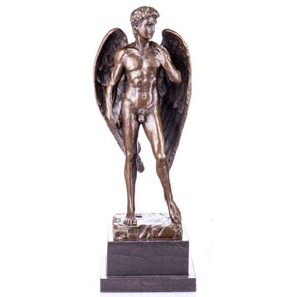 [LA-62536] Bronze Skulptur Figur Bronzeskulptur Bronzefigur David mit Flügeln