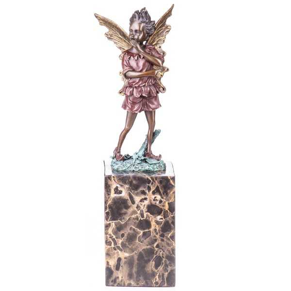 [LA-62554] Bronze Marmor Bronzeskulptur Bronzefigur Skulptur Figur Elfe Braun Farbig