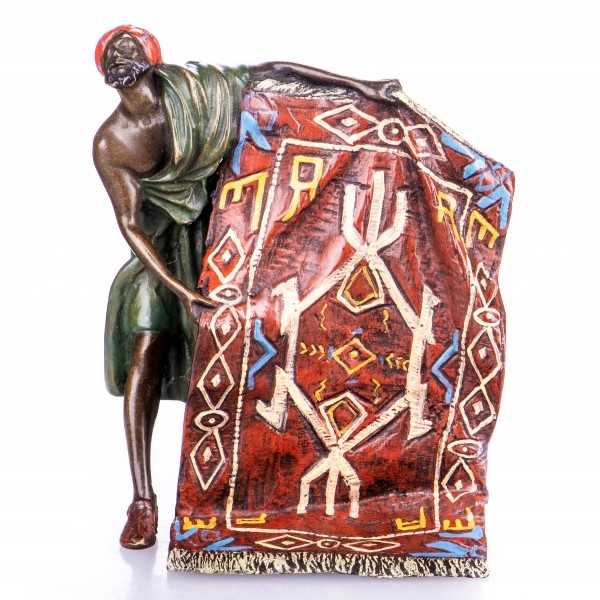 [LA-62602] Bronze Skulptur Figur Bronzeskulptur Bronzefigur Araber mit Teppich