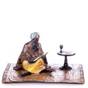 Bronze Skulptur Figur Bronzeskulptur Bronzefigur Lesender Araber auf Teppich