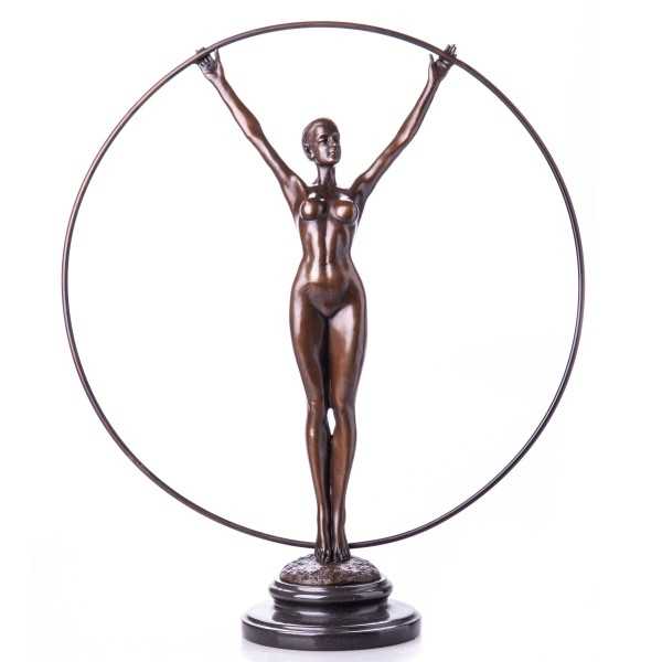 [LA-62626] Bronze Bronzeskulptur Bronzefigur Skulptur Figur Weiblicher Akt mit Ring