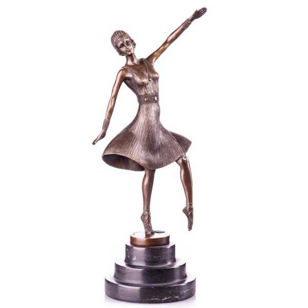 [LA-62631] Bronze Skulptur Figur Bronzeskulptur Bronzefigur Tänzerin Art-Deco-Stil #62631