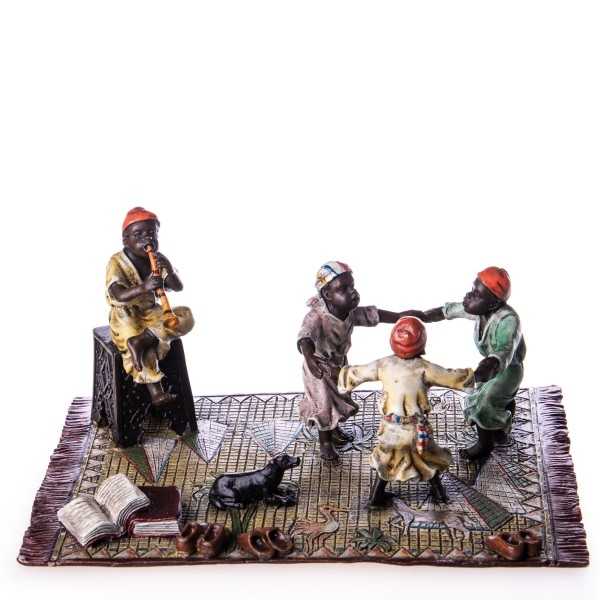 [LA-62641] Bronze Skulptur Figur Bronzeskulptur Bronzefigur Musizierende und Tanzende Kinder