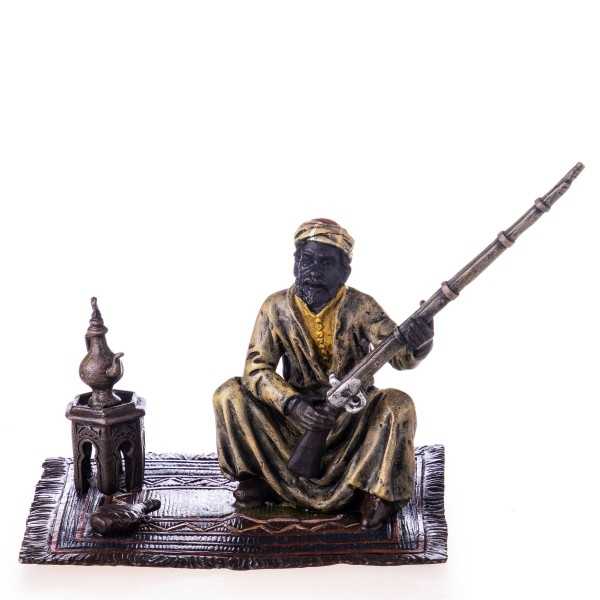 [LA-62642] Bronze Skulptur Figur Bronzeskulptur Bronzefigur Araber mit Gewehr Wiener Art-Stil