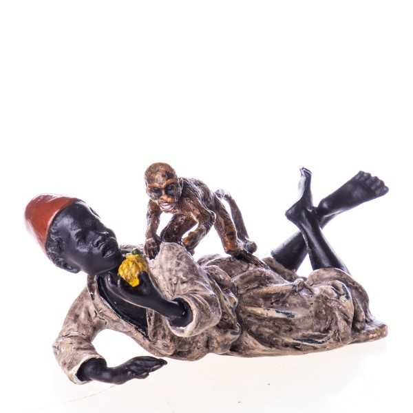 [LA-62651] Bronze Skulptur Figur Bronzeskulptur Bronzefigur Junge mit Affen