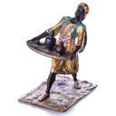 Bronze Skulptur Figur Bronzeskulptur Bronzefigur Diener mit Tablett