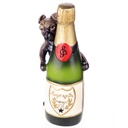 Bronze Bronzeskulptur Bronzefigur Skulptur Figur Hund mit Champagner Flasche Farbig Wiener Art-Stil