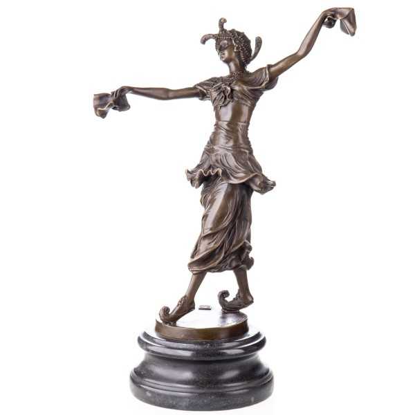 [LA-62666] Bronze Skulptur Figur Bronzeskulptur Bronzefigur Tänzerin mit Tüchern Art-Deco-Stil