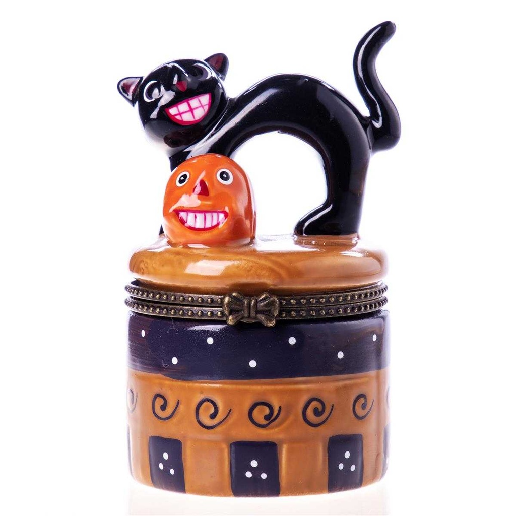 [LA-62744] Döschen Dose Porzellan Schwarzem Kater Schwarzer