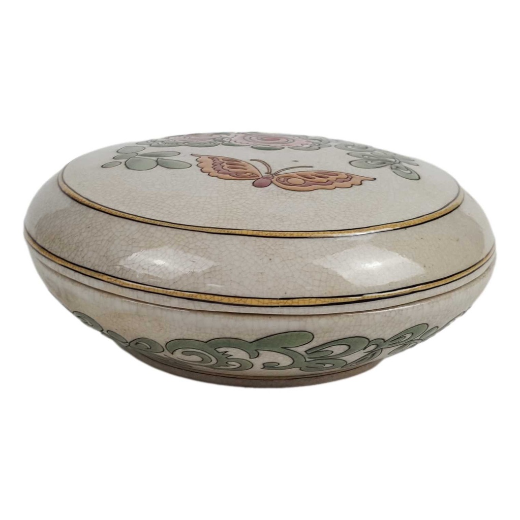 [LA-62757] Dose Bunt Porzellan D 14 cm Jugend-Stil