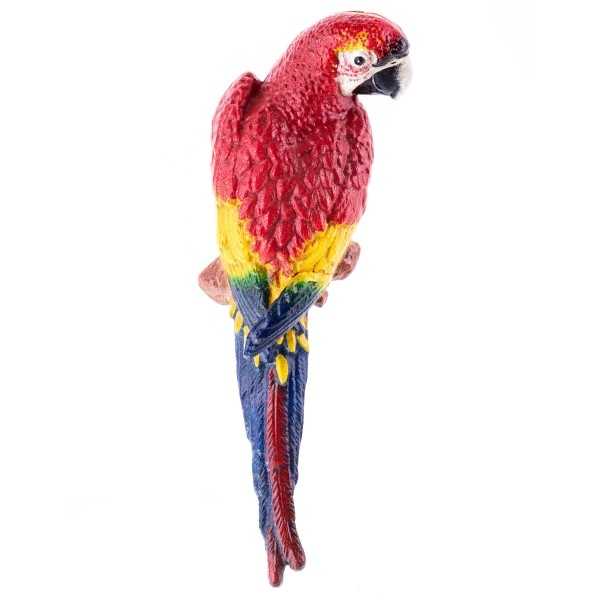 [LA-63037] Gusseisen Figur Skulptur Rot-Bunt Ara Vogel Papagei rechts L 35,5 cm #63037
