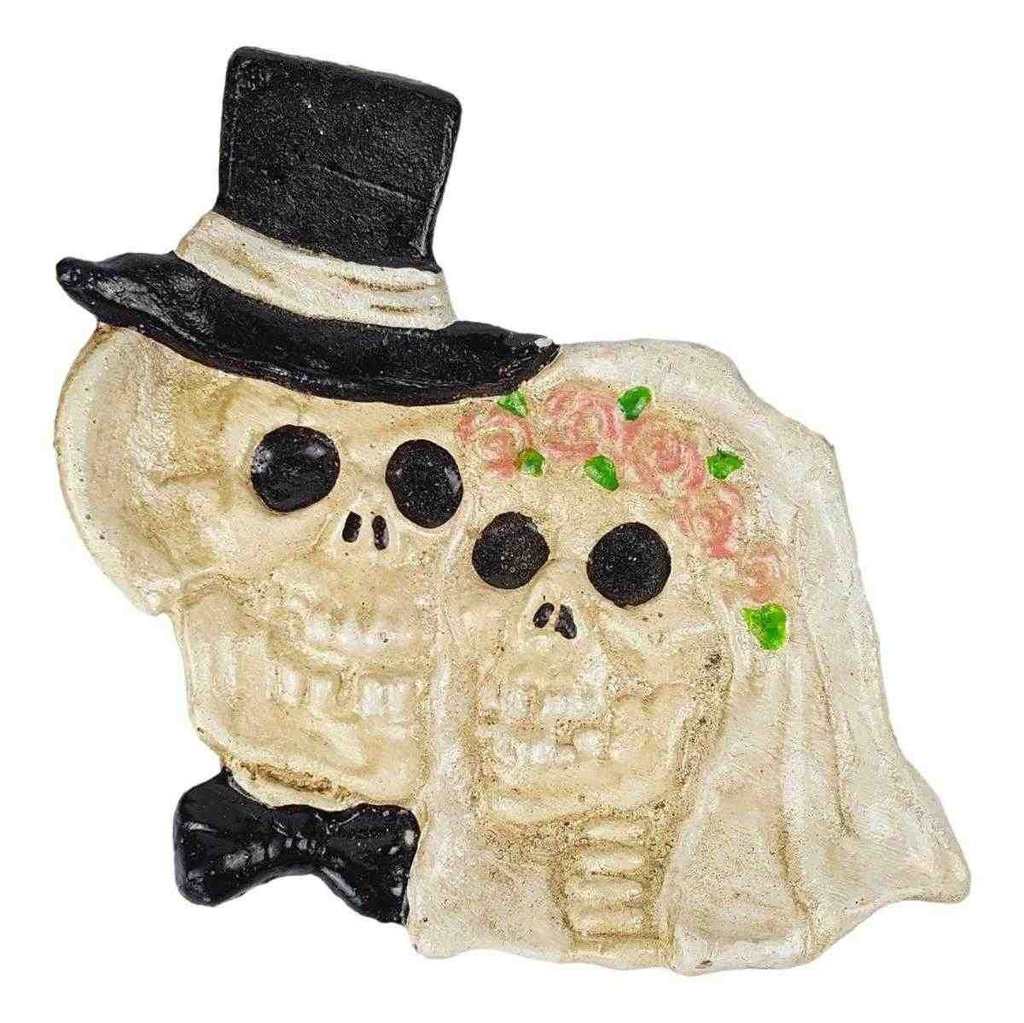 [LA-63043] Figur Skulptur Gusseisen Schale Skelett Hochzeitspaar #63043