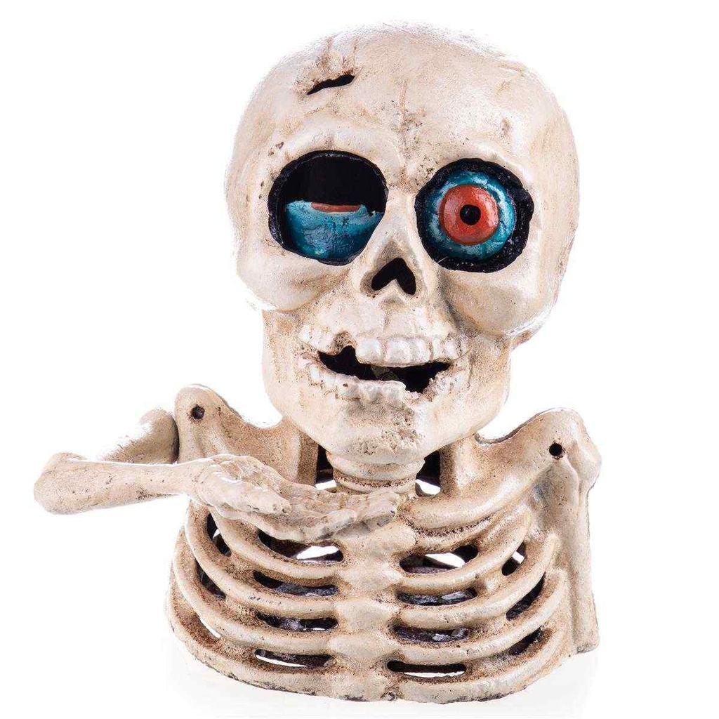 [LA-63044] Spardose Geldbank Skulptur mechanisch Skelett Gusseisen #63044