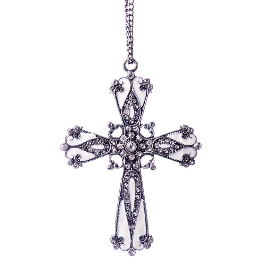 [LA-63105] Kreuz aus emailliertem Hartzinn und Schmucksteinen #63105