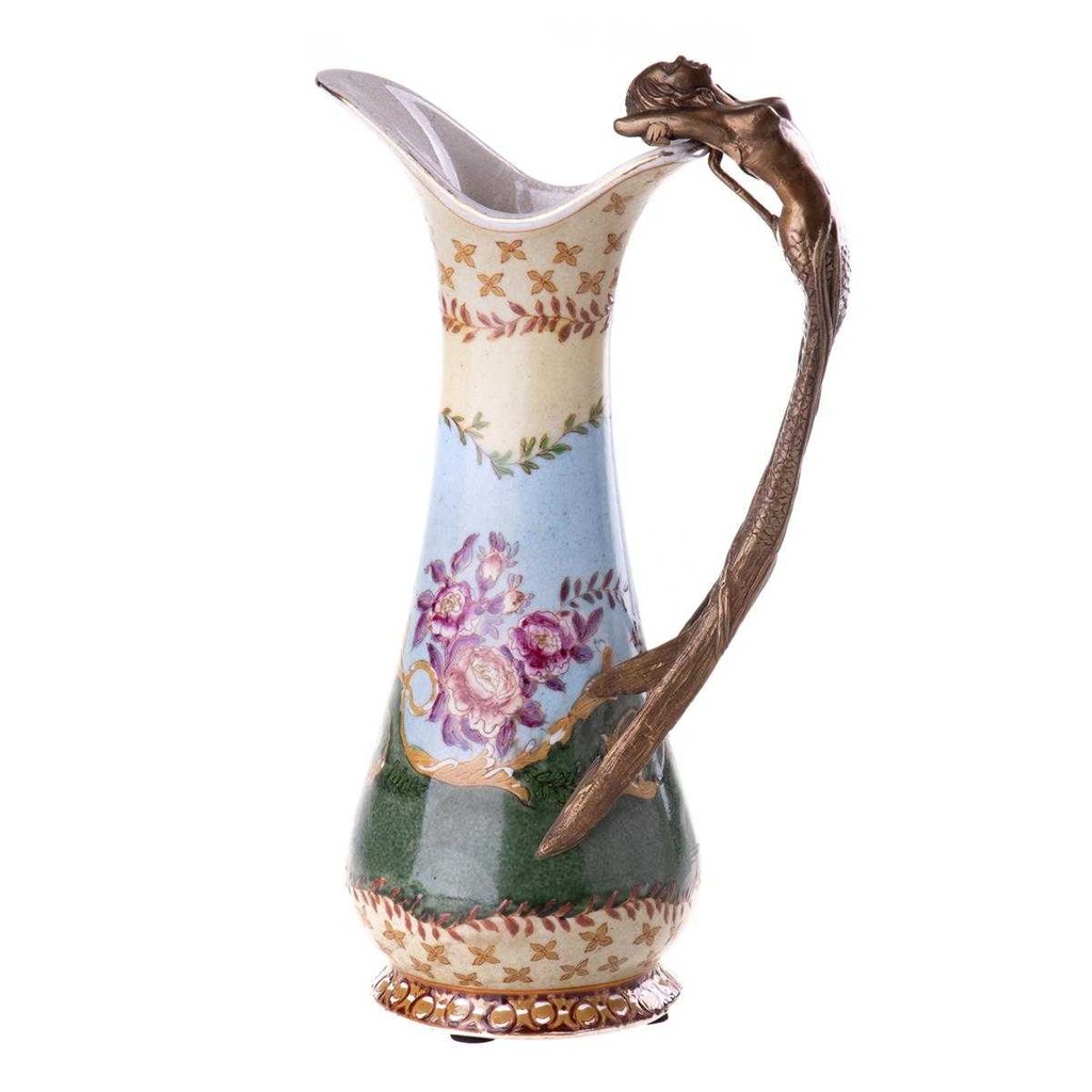 [LA-63194] Karaffe Porzellan/Messing Nixe