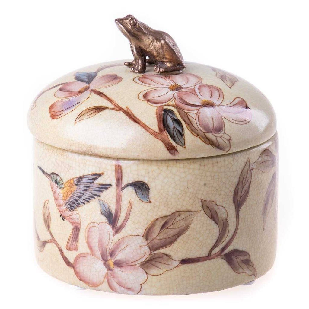 [LA-63244] Porzellan/Messing Dose mit Frosch #63244
