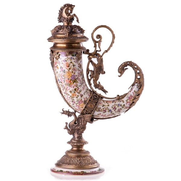 [LA-63290] Porzellan/Messing Deckelvase #63290