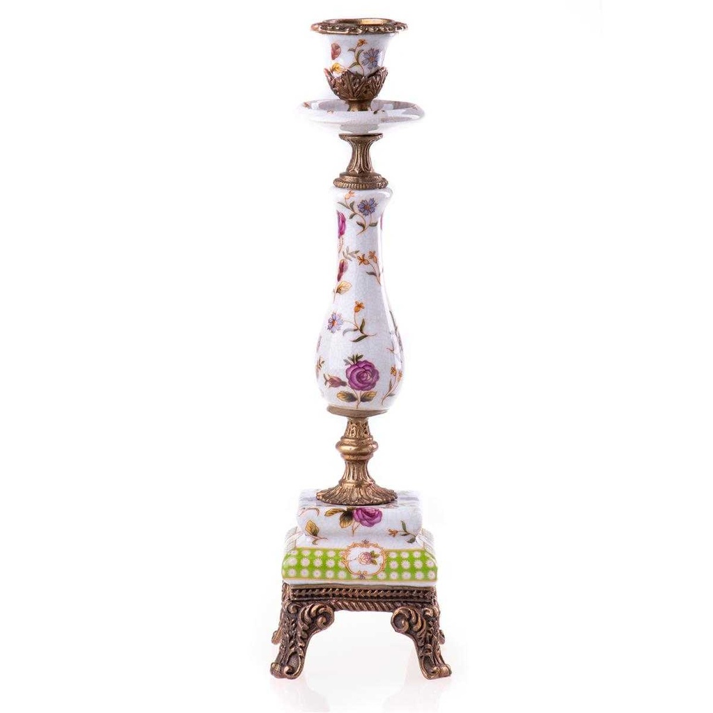 [LA-63406] Kerzenleuchter Kerzenständer Kerzenhalter Porzellan/Messing #63406