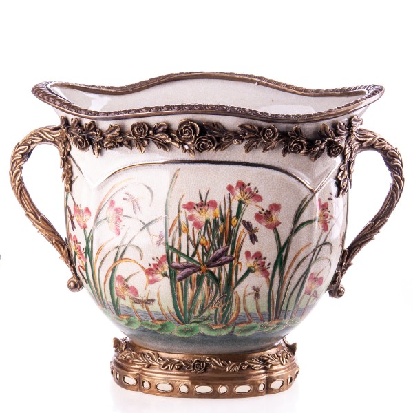 [LA-63461] Porzellan/Messing Jugendstil Vase #63461