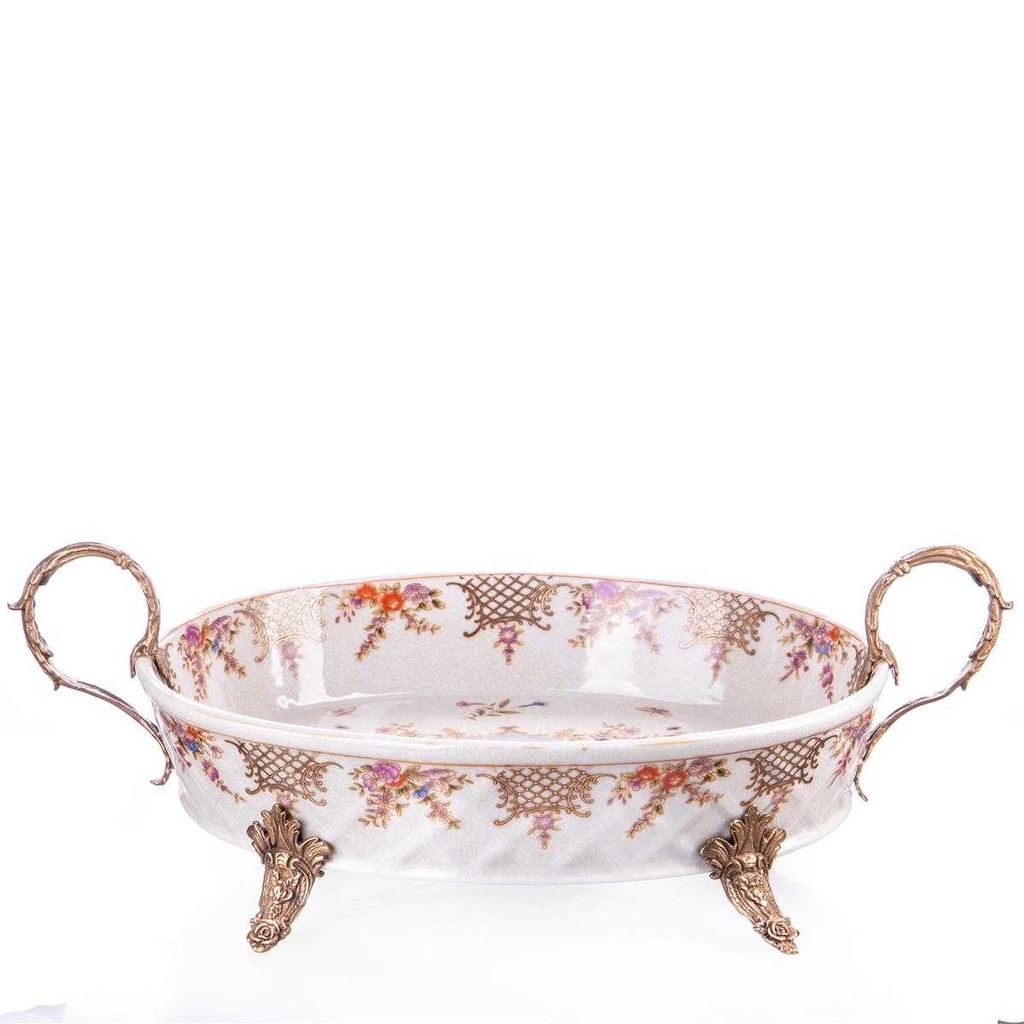 [LA-63496] Porzellan/Messing Schale 13x40x24cm #63496