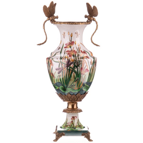 [LA-63501] Porzellan/Messing Vase mit Libellen #63501