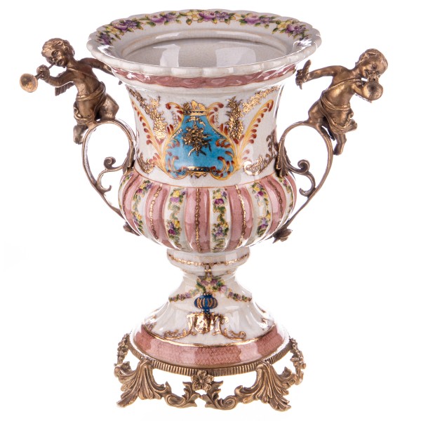 [LA-63502] Porzellan/Messing Vase mit Engeln #63502