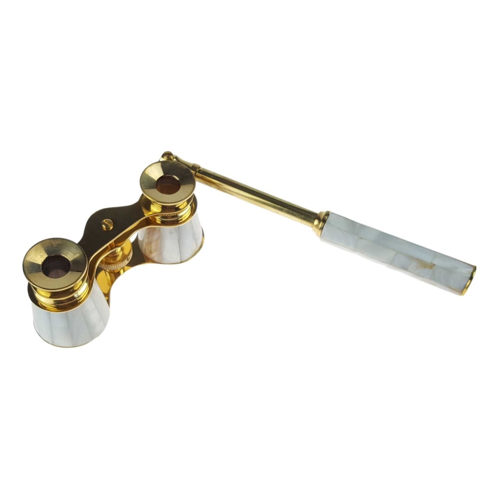 [LA-63612] Opernglas in Holzbox Messing Perlmutoptik #63612