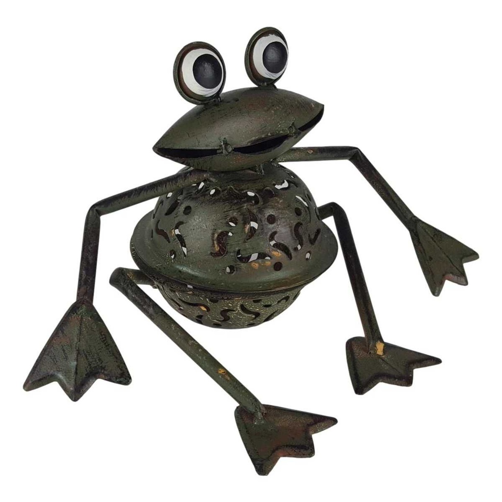 [LA-63790] Figur Skulptur Windlicht Teelichthalter Frosch sitzend Garten