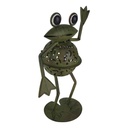 Figur Skulptur Windlicht Teelichthalter Frosch stehend Garten