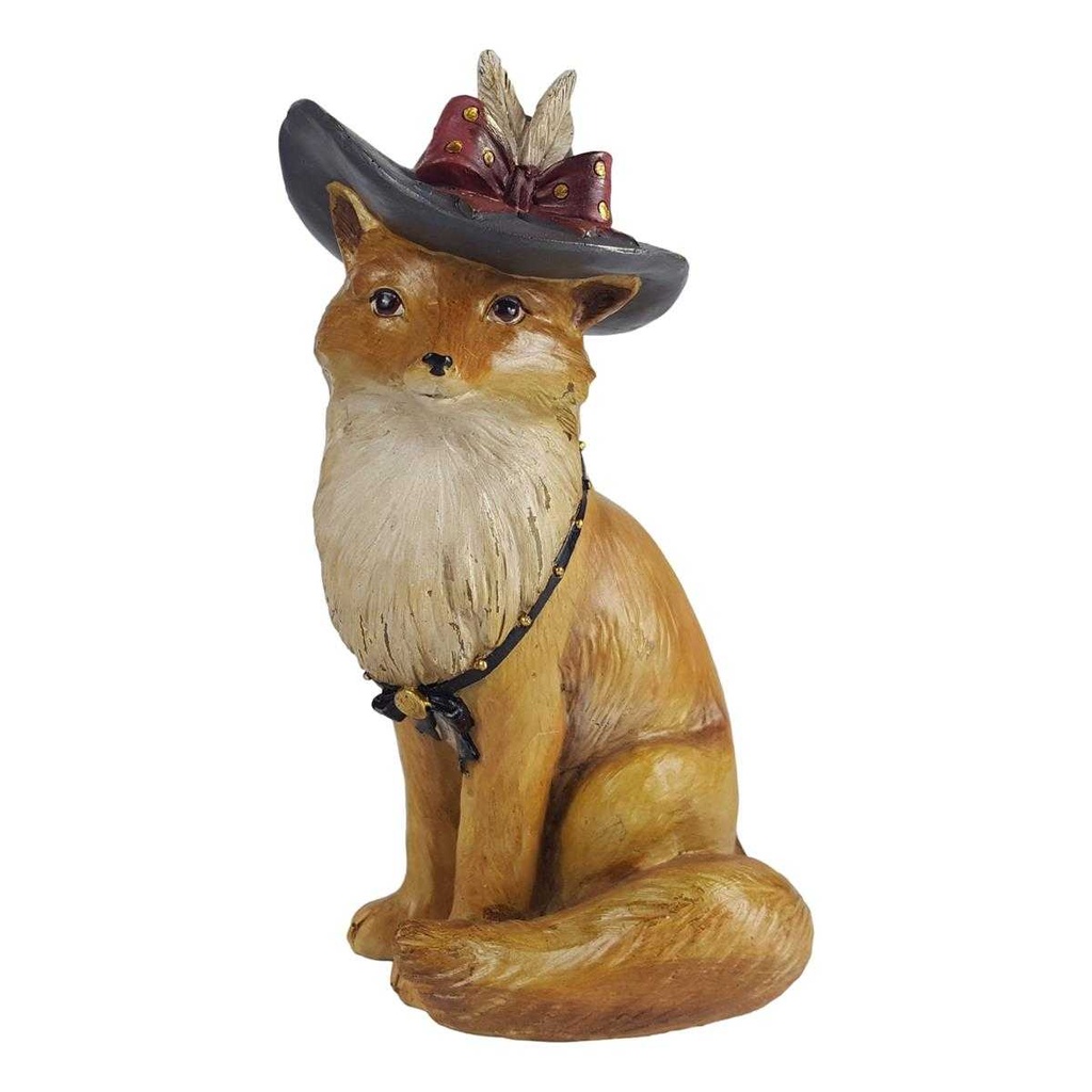 [LA-63793] Kunststein Figur Skulptur Füchsin mit Kostüm handbemalt #63793