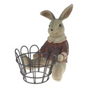 Kunststein Figur Skulptur Hase mit Korb handbemalt #63809