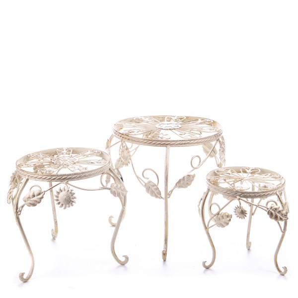 [LA-63910] Metall Blumenhocker Set/3 Großer Hocker #63910
