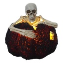 Kunststein Figur Skulptur Halloween Skelett in Kürbis mit LED beleuchtung