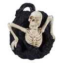 Kunststein Figur Skulptur Halloween Skelett in Kürbis mit LED beleuchtung