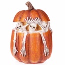 Kunststein Figur Skulptur Halloween Skelette in Kürbis #63939