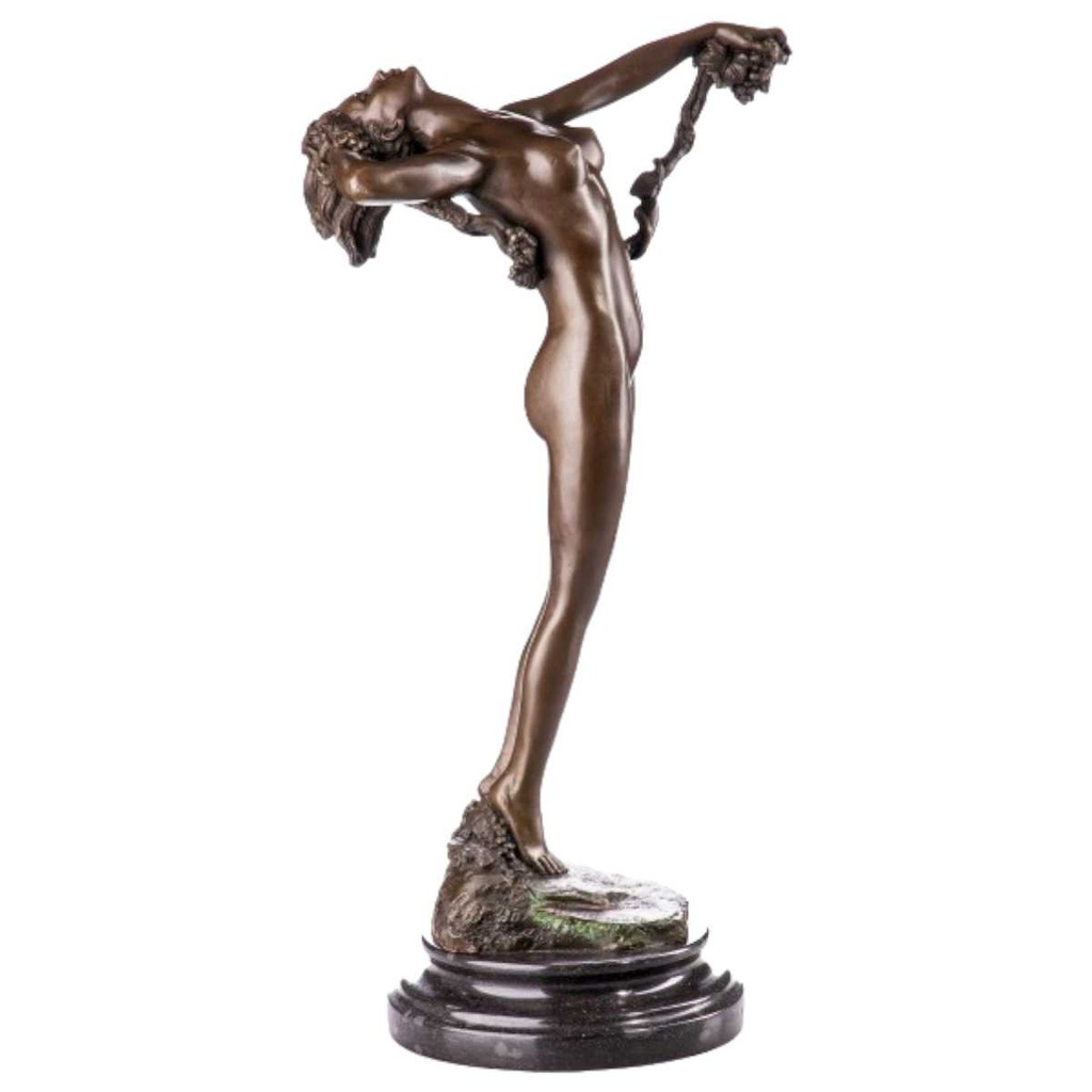 [LA-63957] Bronze Skulptur Figur Bronzeskulptur Bronzefigur The Vine Weiblicher Akt mit Weinstock