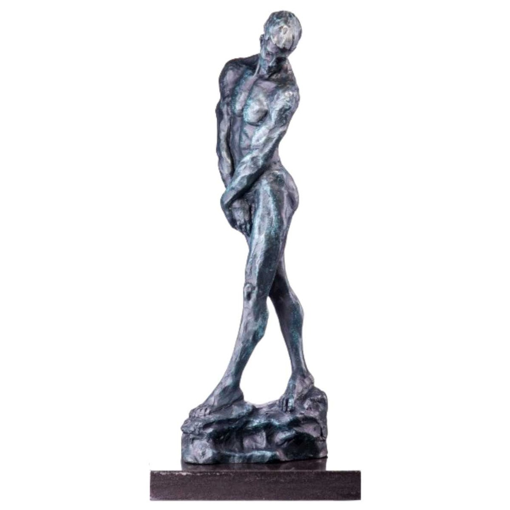 [LA-63968] Bronze grün patiniert Skulptur Figur Bronzeskulptur Bronzefigur Männlicher Akt mit Grüner Patina