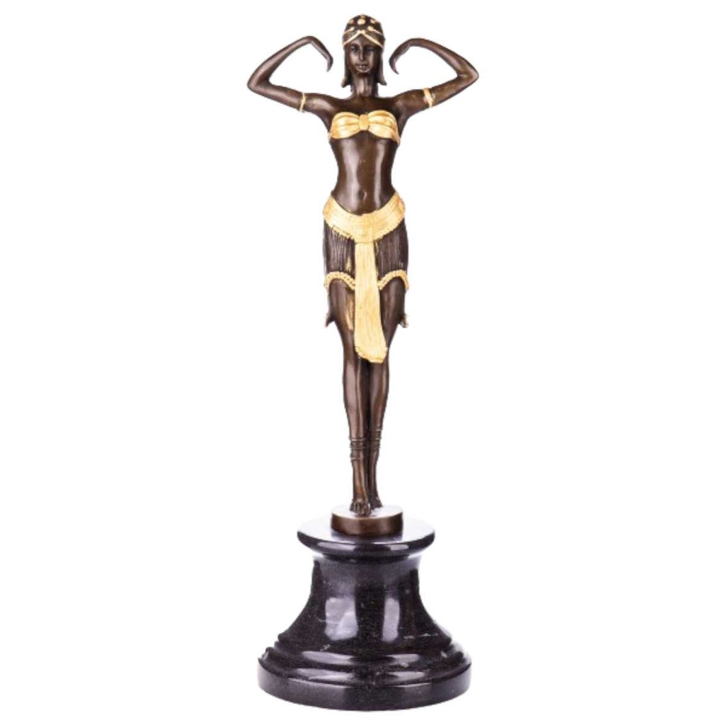 [LA-63984] Bronze Skulptur Figur Bronzeskulptur Bronzefigur Golden Tänzerin nach D.H.Chiparus Art-Deco-Stil