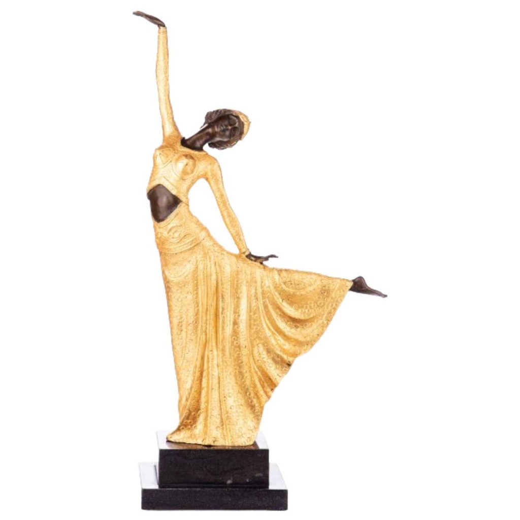 [LA-63986] Bronze Skulptur Figur Bronzeskulptur Bronzefigur Golden Tänzerin nach D.H.Chiparus Art-Deco-Stil #63986