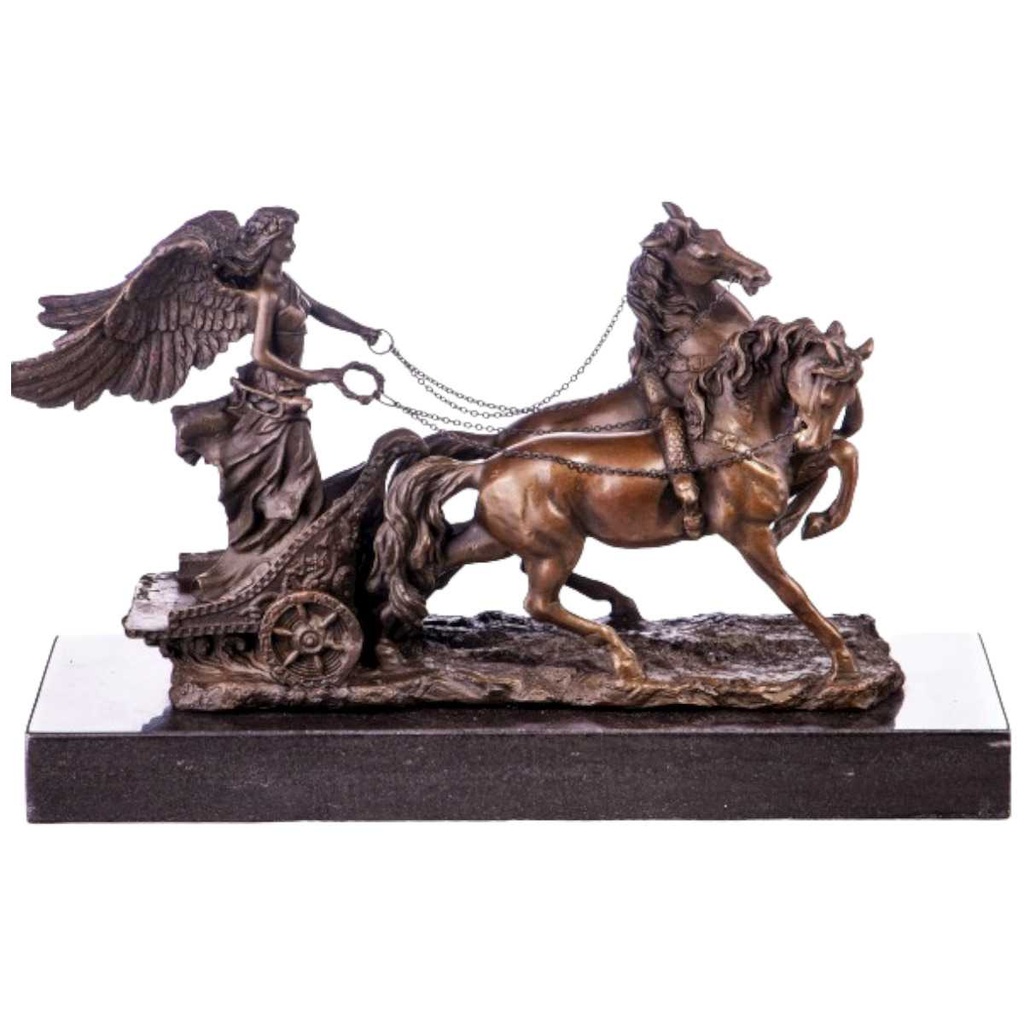 [LA-64000] Bronze Skulptur Figur Bronzeskulptur Bronzefigur Engel auf Streitwagen